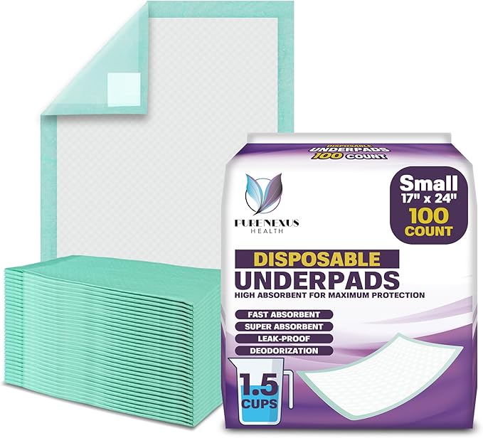 Disposable Bed Pads for Adults 17 x 24 by PureNexusHealth
