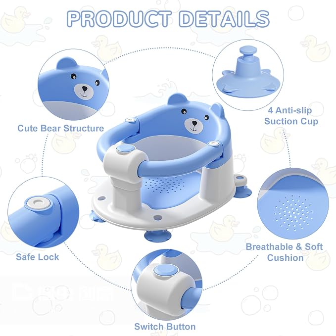 Baby Bath Seat for Babies 6 Months & up, Non-Slip Toddler Bath Seats for Babies - Image 3