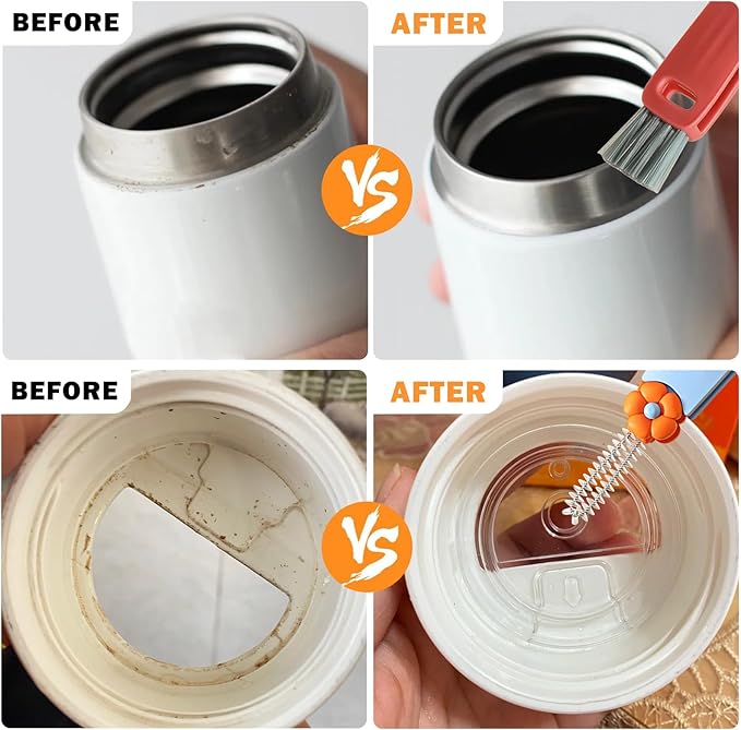 FANTEXY 3 in 1 Cup Lid Cleaning Brush Set, 3 Pieces Multifunctional Bottle - Image 4