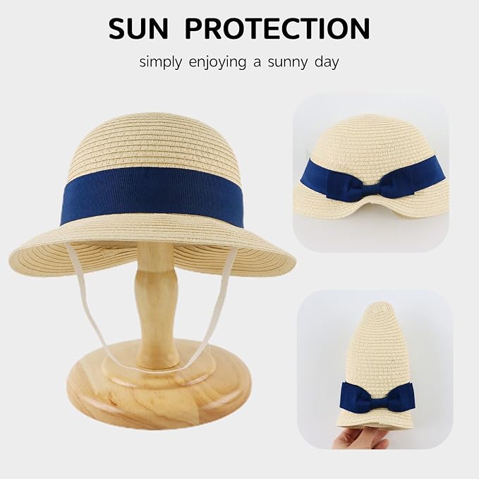 Baby Girl Straw Hat Outdoor Baby Sun Protection Hats Summer Bowknot Beach Cap - Image 4
