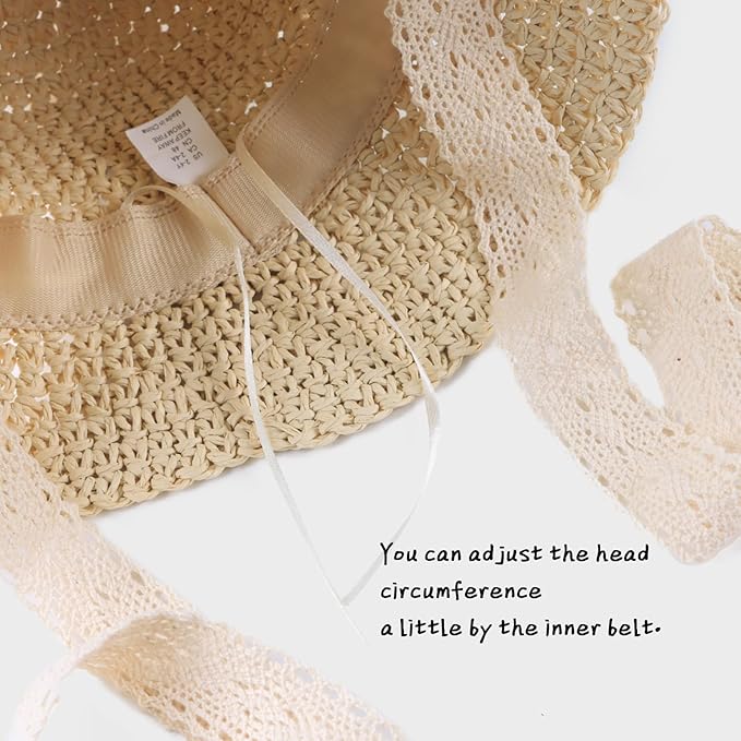 Baby Girl Straw Hat Outdoor Baby Sun Protection Hats Summer Bowknot Beach Cap - Image 4