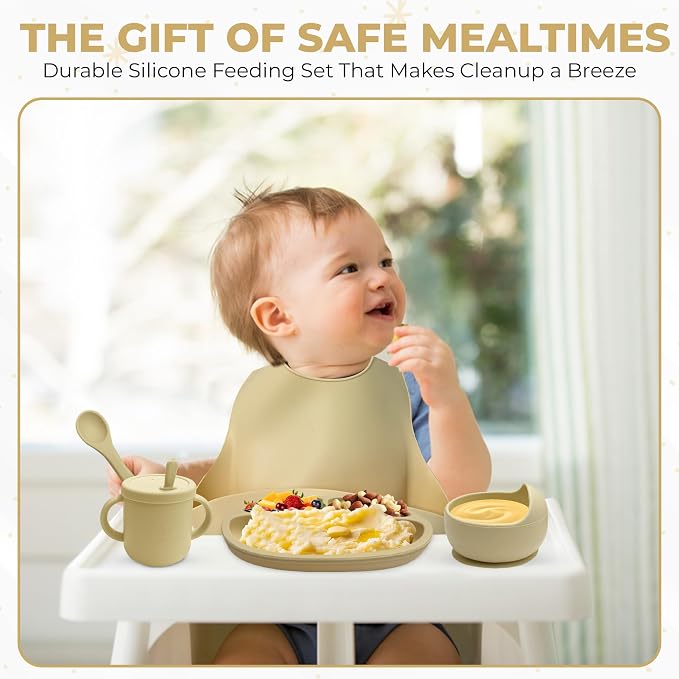 12-Piece Silicone Baby Feeding Set – Suction Bowl, Divided Plate, Utensils & - Image 7