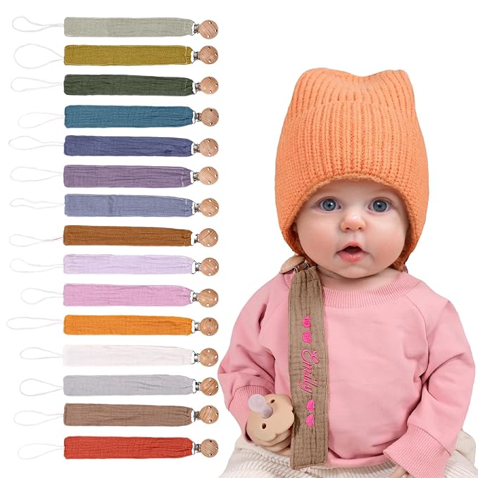 Personalized Bohemian Pacifier Clip Embroidered by GELLEDI