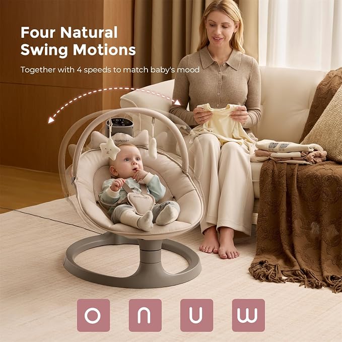 Momcozy 2-in-1 Electric Baby Swing, Dual-Arm Support System & Parent-Inspired - Image 3