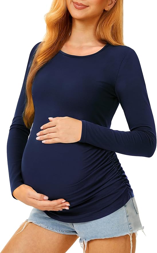 Maternity Shirts Long Sleeve Pregnancy Top by MIRAZEN