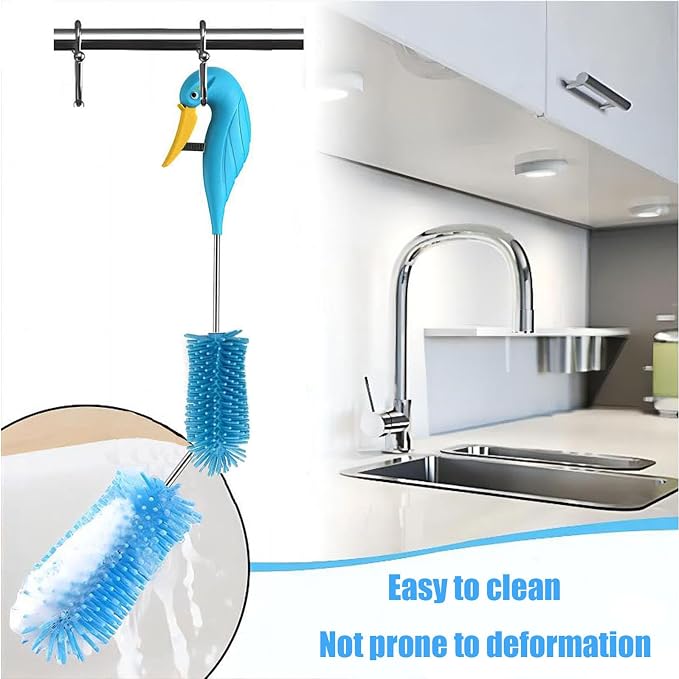 Water Bottle Cleaner Brush Semi-Automatic Silicone Bottle Brush - Image 3