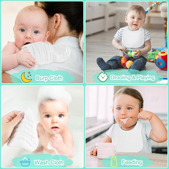 Accmor Muslin Baby Drool Bibs 6 Pack Baby Bandana Drool Bibs Soft Cotton Baby - Image 6