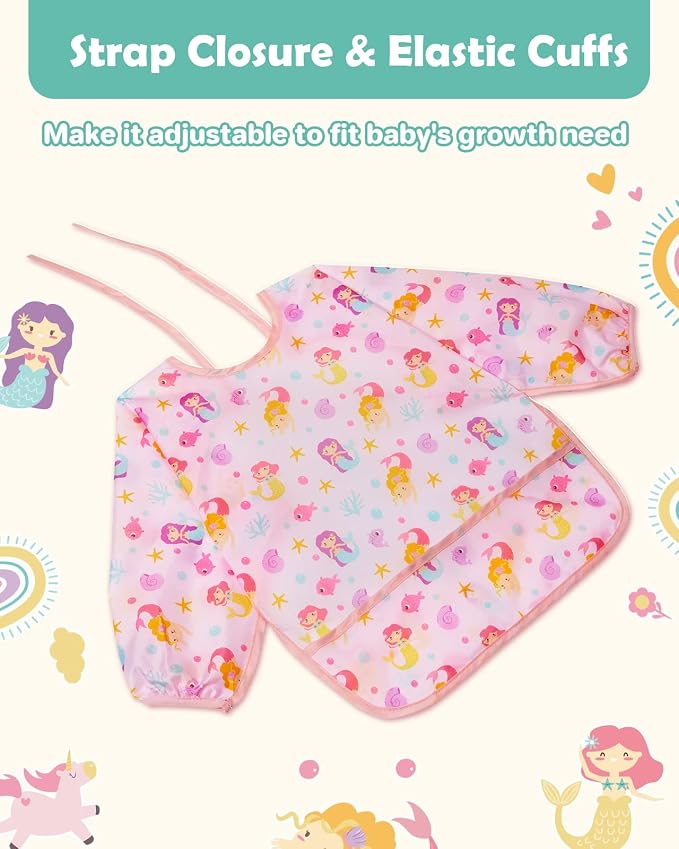 Lictin 3 Pack Baby Bibs for Boy or Girl, Cute Long Sleeve Bib, Waterproof Bibs - Image 4