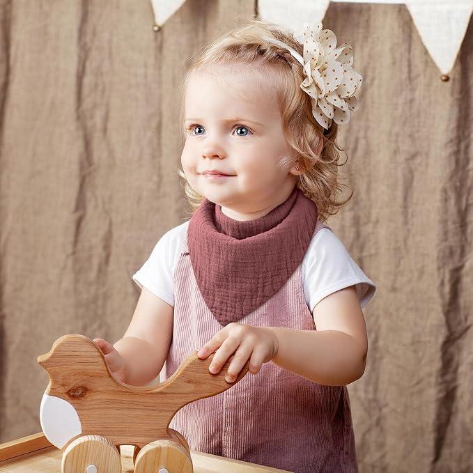 Yoofoss Muslin Baby Bibs 10 Pack 100% Organic Cotton 6-Layer Soft Absorbent - Image 7