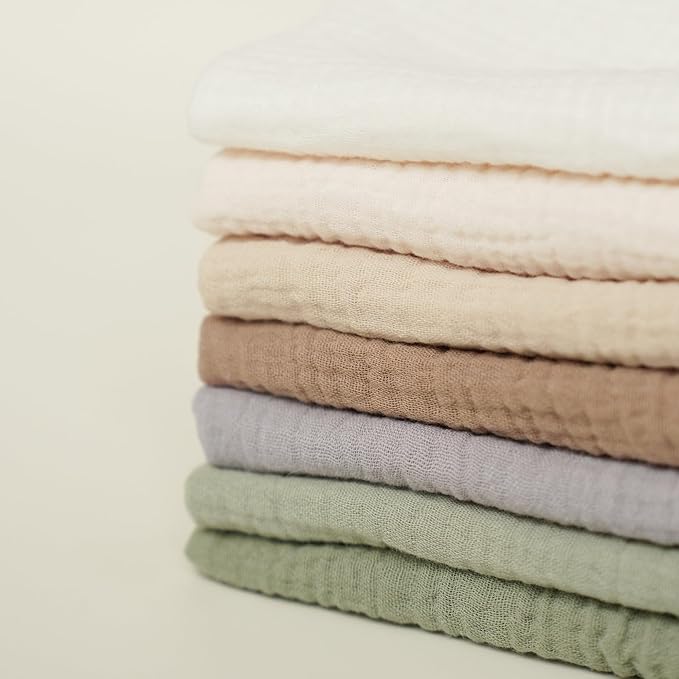 Konssy Baby Muslin Washcloths 7-Pack, 100% Cotton Baby Bath Washcloths - Image 3