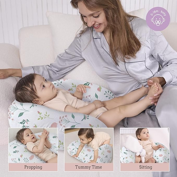 Little Grape Land Nursing Pillow, Soft 100% Cotton Breastfeeding Pillow - Image 5