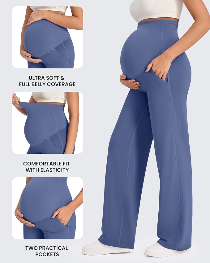G4Free Maternity Pants Over The Belly Yoga Dress Work Pregnancy Pants Stretchy - Image 7