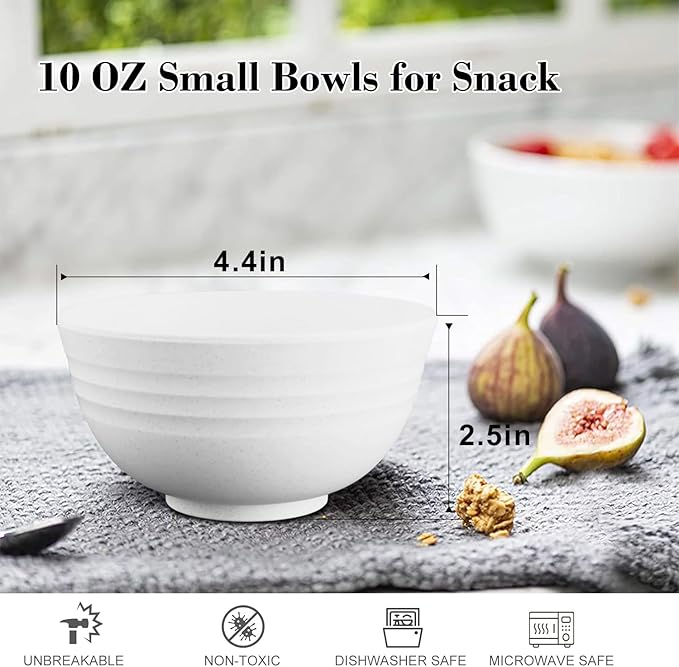 Wrova Wheat Straw Snack Bowls 10oz Set of 8 - Image 2