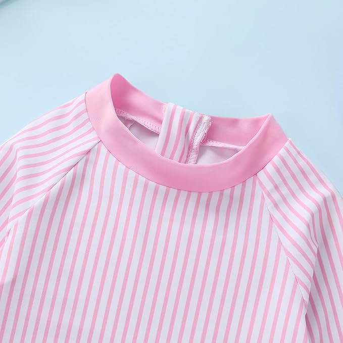 Infant Baby Girl Swimsuit One-Piece Long Sleeve Rash Guard - Image 4