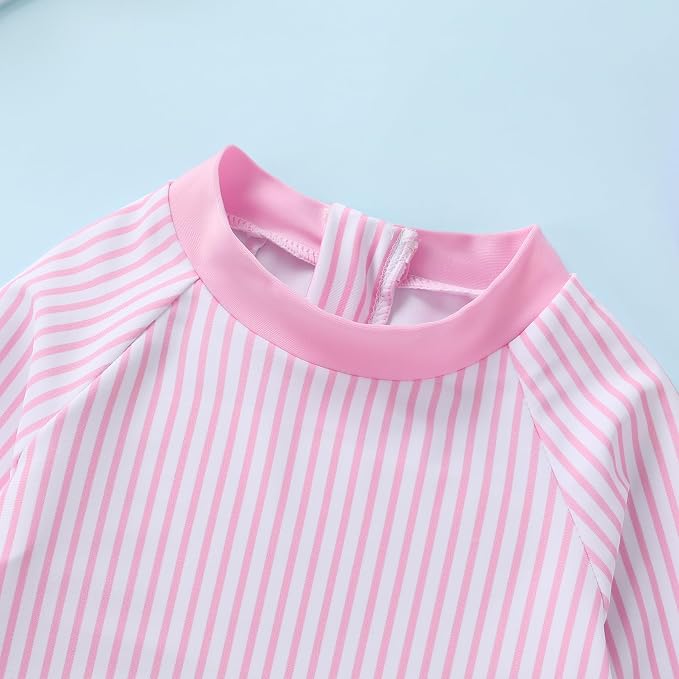 Infant Baby Girl Swimsuit One-Piece Long Sleeve Rash Guard - Image 4