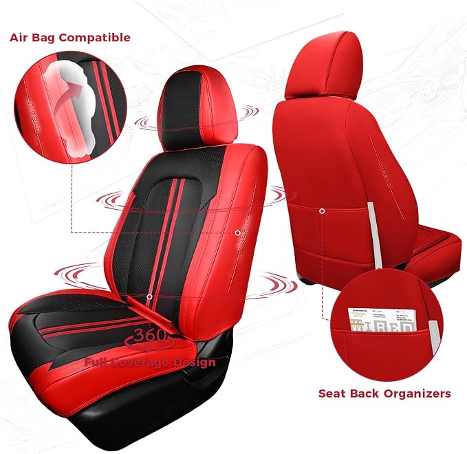 FREESOO Car Seat Covers Full Set, Leather Seat Covers - Image 2