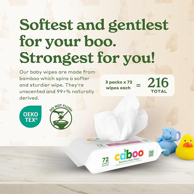 Caboo Baby Wipes, Made with Bamboo Viscose, Certified Made Safe Ingredients - Image 2