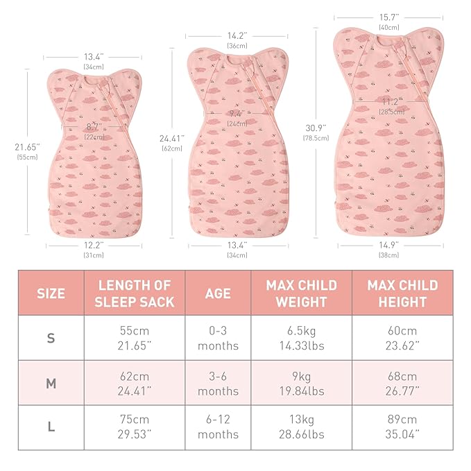 Premium Soft Cotton Swaddle Blanket Sleep Sack Arms Up 2 Packs 6-12 Months - Image 6