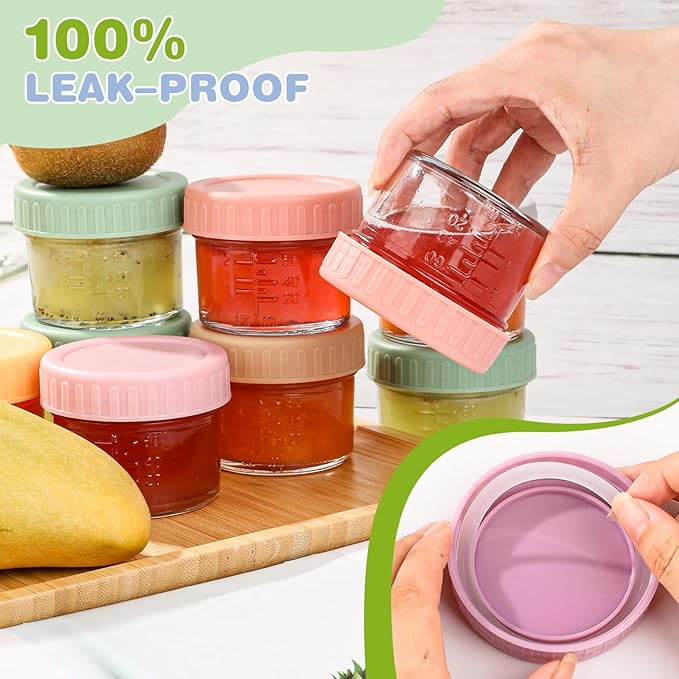 40 Pack Glass Baby Food Storage Containers, 4 oz Leakproof Baby Food Jars - Image 2