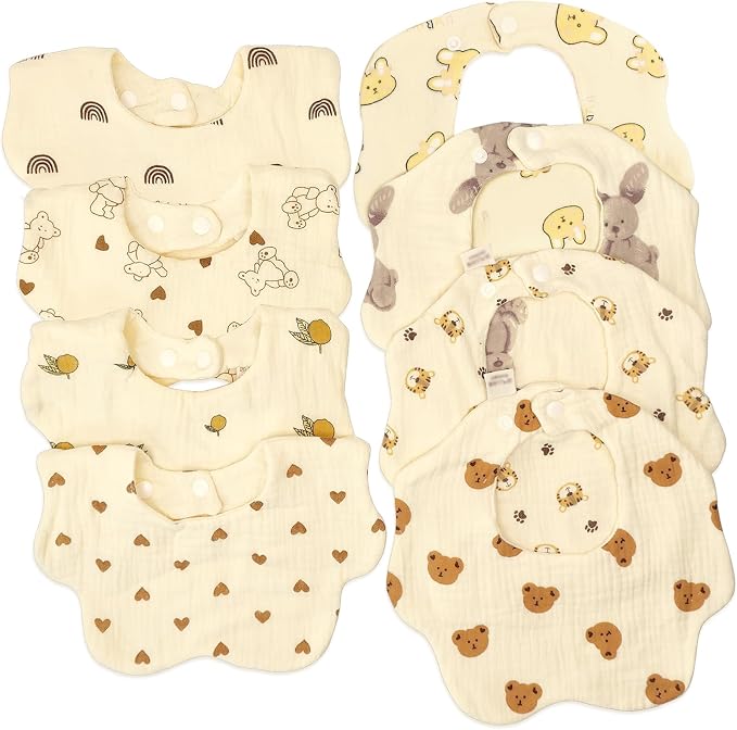 Muslin Baby Bibs for Drooling and Teething Newborn Drool Bibs for Baby Girl Boy by DOSMINE