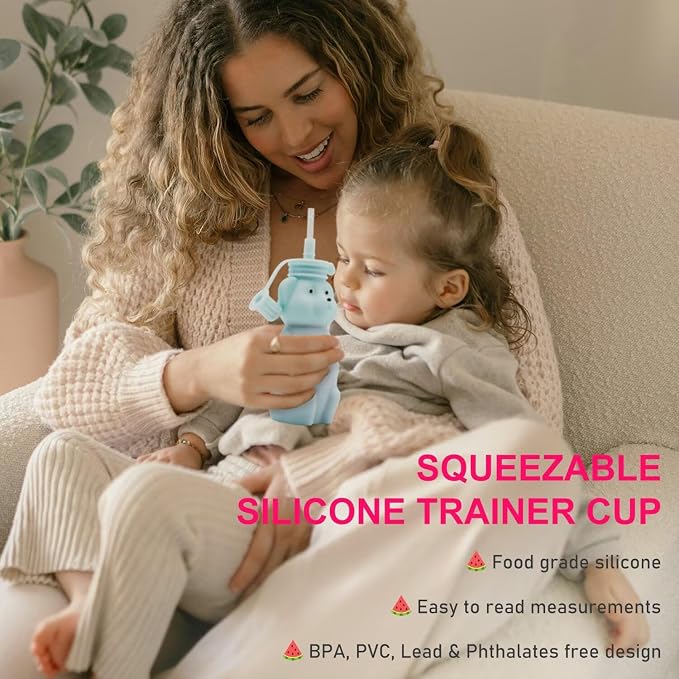 Honey Bear Silicone Straw Cup, Babies Water Drinking Cup, 8-Ounce Therapy Sippy - Image 3