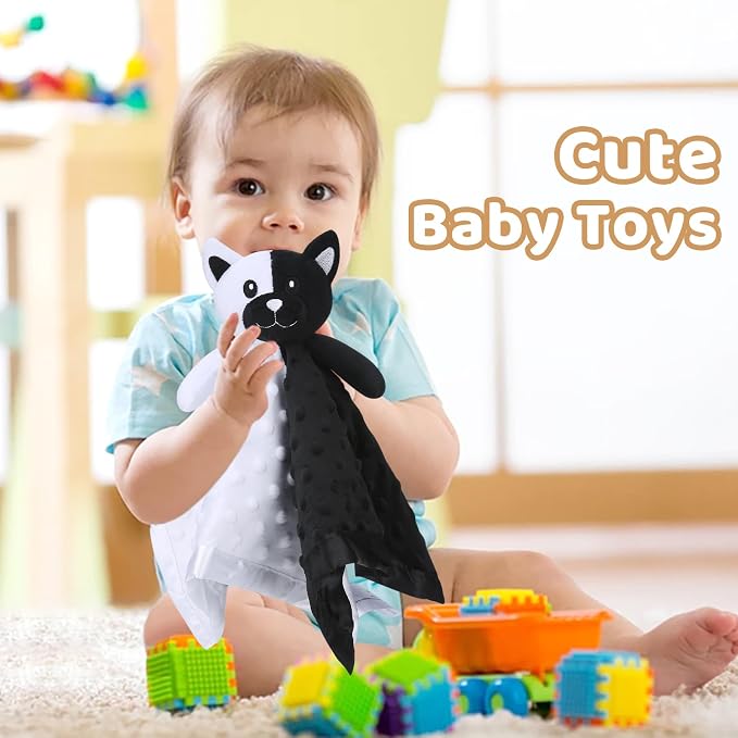 Pro Goleem Cat Loveys for Babies, Soft Security Blanket High Contrast Baby Toys - Image 4