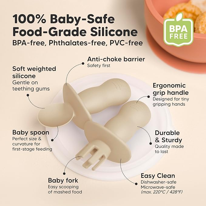 KeaBabies 4-Pack Silicone Baby Spoons and Forks Set - Image 2