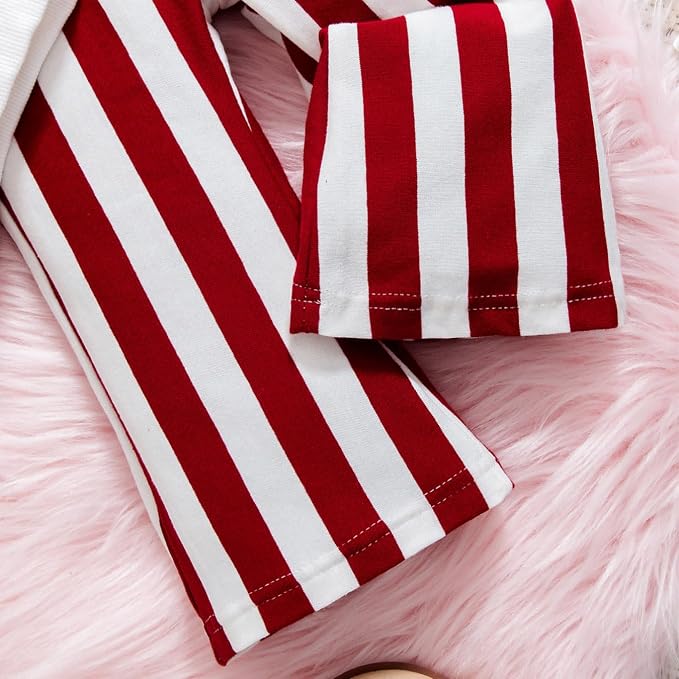 Baby Girl Clothes Long Sleeve Fall Outfits Toddler Sweatsuit Striped Flare Pants - Image 5