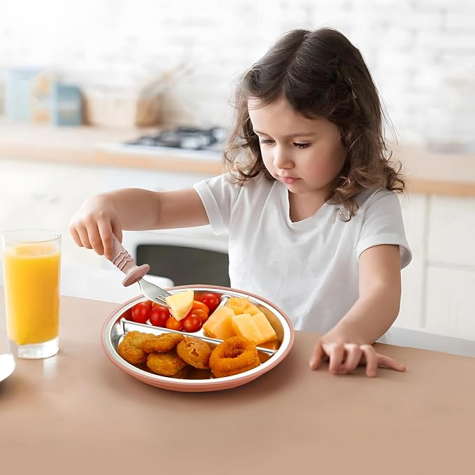 PandaEar Baby Feeding Set 4 Pcs, 2 Pack Stainless Steel Suction Plates & 2 Pack - Image 3