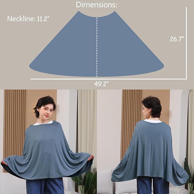 Nursing Cover for Breastfeeding, 360°Full Coverage Nursing Poncho, Rayon Soft & - Image 3