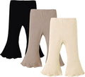 SOBOWO Baby Girl Flare Pants 3 Pack Toddler Solid Ribbed Ruffle Bell Bottoms by SOBOWO