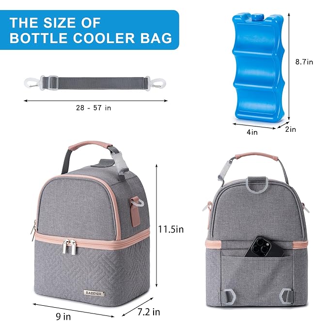 Breastmilk Cooler Bag with Ice Pack Fits 6 Baby Bottles up to 9 Ounce, Breast - Image 5