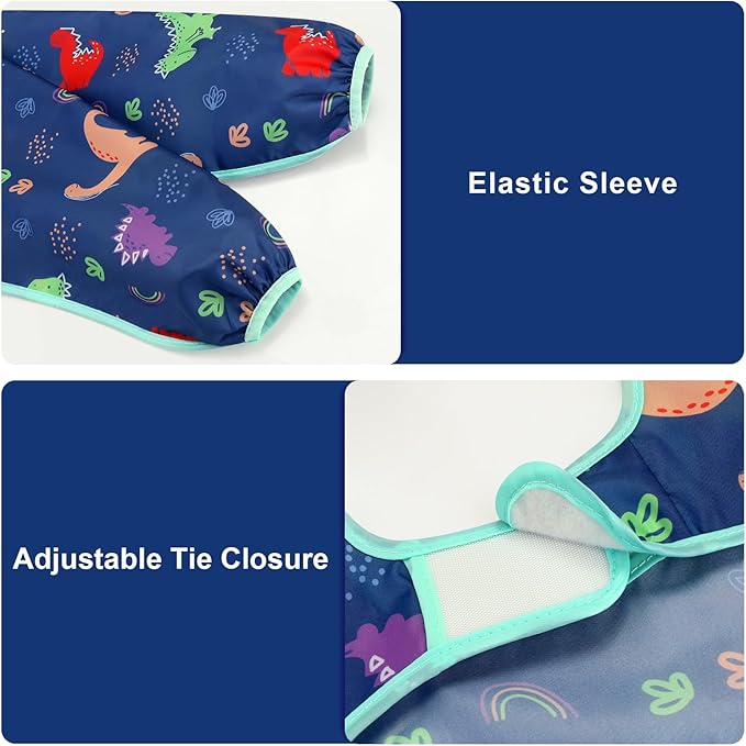 Accmor 5 Pack Long Sleeve Bibs, Baby Smock Waterproof Sleeved Bib Smock - Image 2