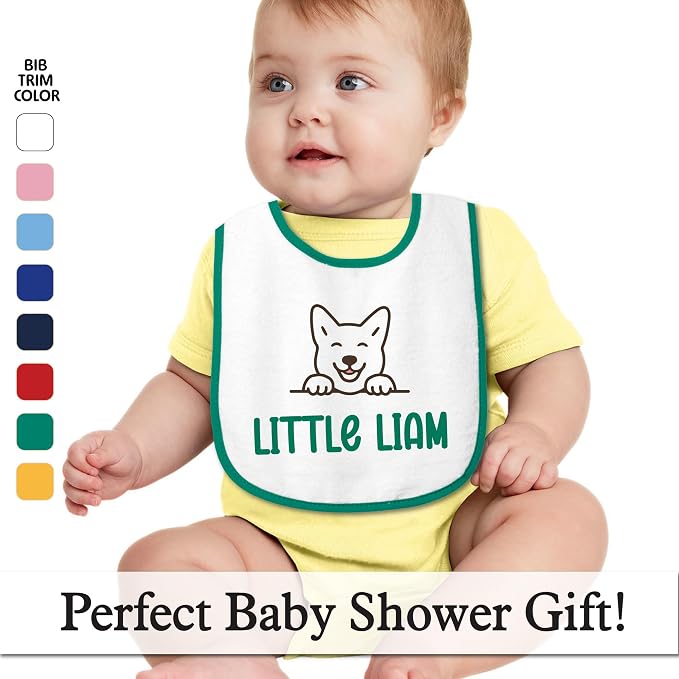 Personalized Baby Bib – Soft Cotton Terry, Cute Jindo Dog Design - Image 2