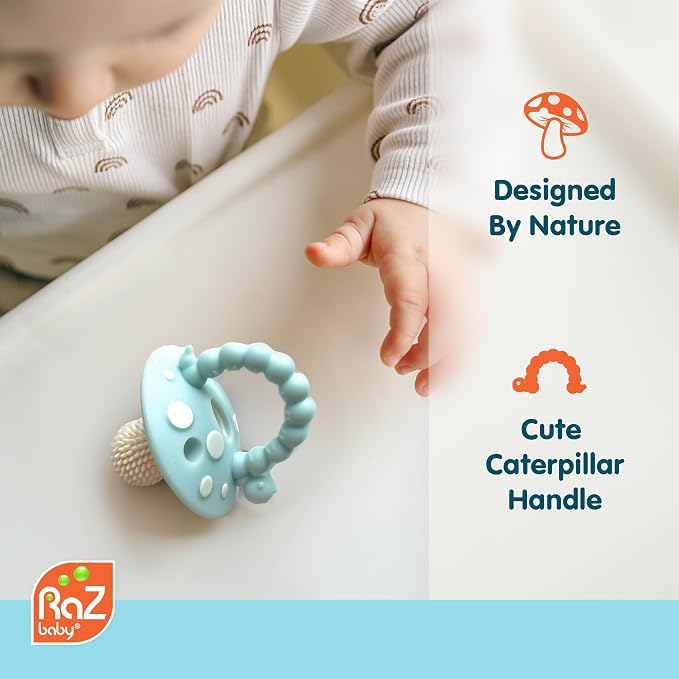 RaZbaby Soft Silicone Infant & Baby 3M+ Teether Toy Massaging Bristles Teething - Image 3