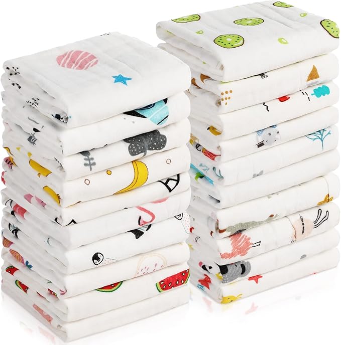 Chumia 20 Pack Muslin Baby Burp Cloths Large 20 x 10 Inches Cotton Baby Burp by Chumia