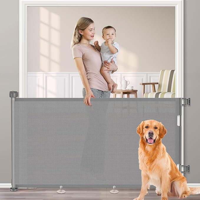 71 inch Retractable Baby Gates, EZIGO Extra Wide Baby Gate by EZIGO