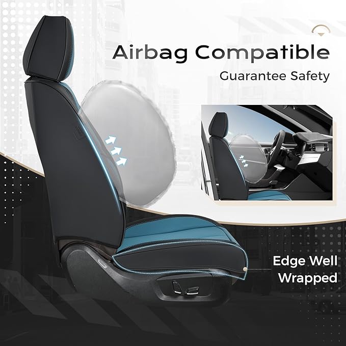 Coverado Car Seat Covers Full Set, Car Seat Protector Waterproof, Nappa Leather - Image 4