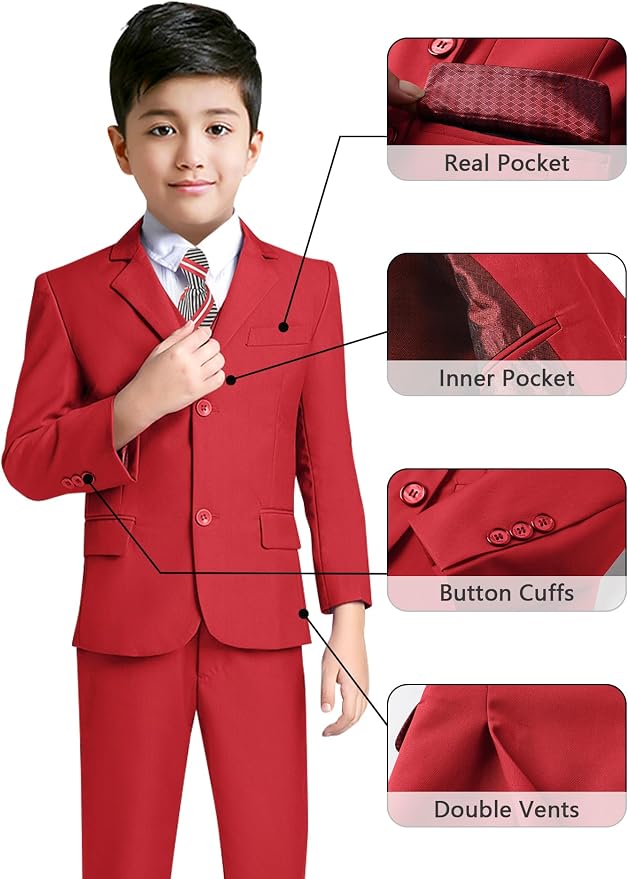 YuanLu Boys Suit for Kids Tuxedo Wedding Ring Bearer Outfit, 5 Piece Boy Slim - Image 3