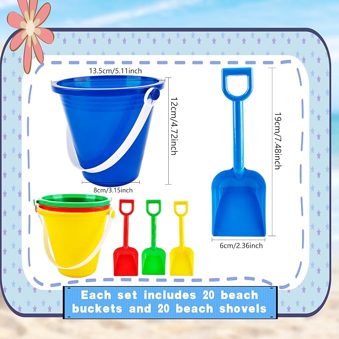 40 Pack Beach Bucket and Shovel Set Mini Plastic Buckets Sand Shovel Sand Pail - Image 2