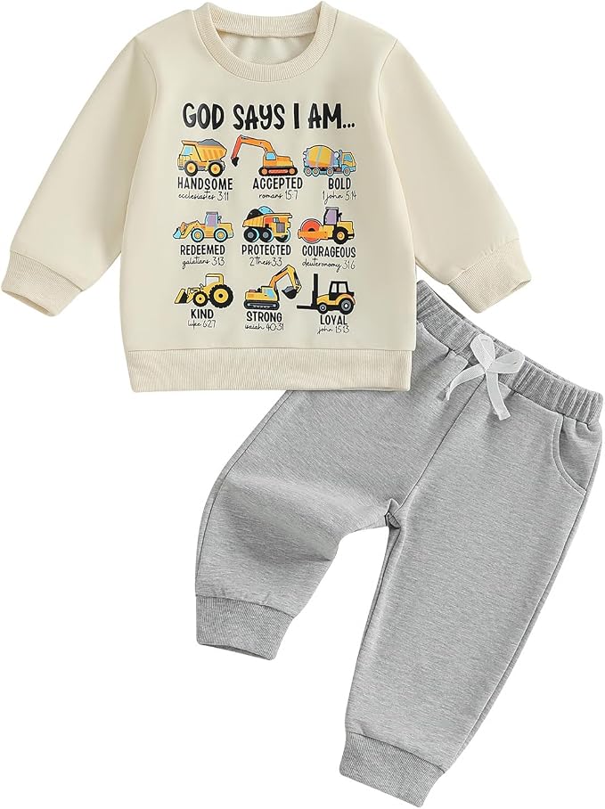 Nyapruwe Toddler Baby Boy Fall Outfit Funny Print Long Sleeve Sweatshirt by Nyapruwe