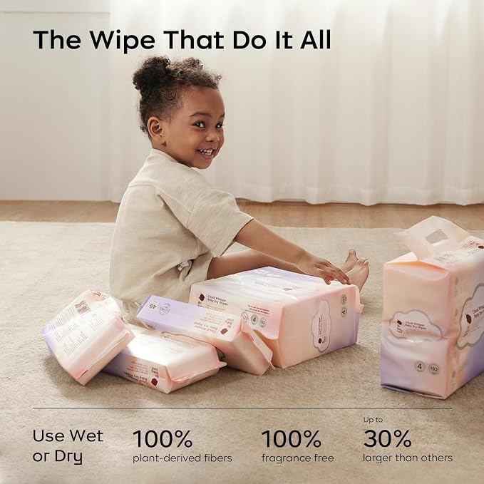 Bc Babycare Dry Wipes, Plant-based Fibers, Wet and Dry Multi-Use Facial Cloth - Image 2