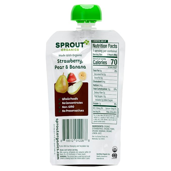 Sprout Strawberry Pear Banana Organic Baby Food 3.5 oz Pack of 12 - Image 4