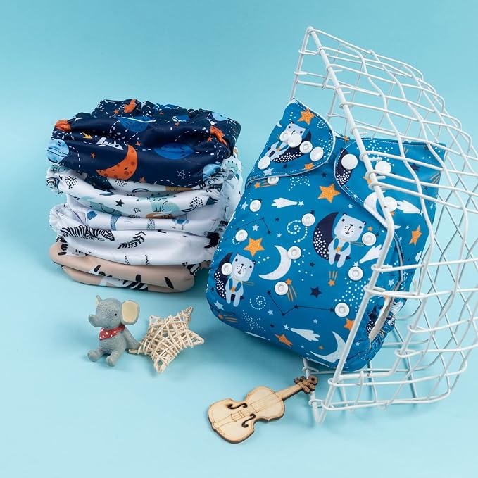 babygoal Reusable Cloth Diapers 6 Pack+6pcs Rayon from Bamboo Inserts+Wet Bag - Image 7