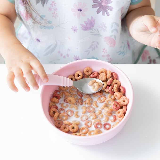 Bumkins Toddler Utensils, Kids Fork and Spoon Set, Silicone and Stainless-Steel - Image 4