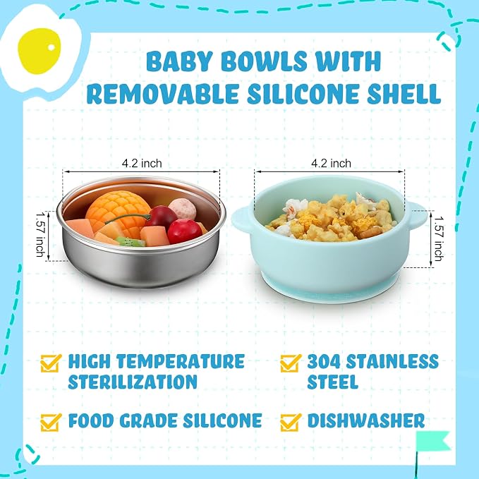 Nuogo 6 Pcs Stainless Steel Baby Bowls - Image 4