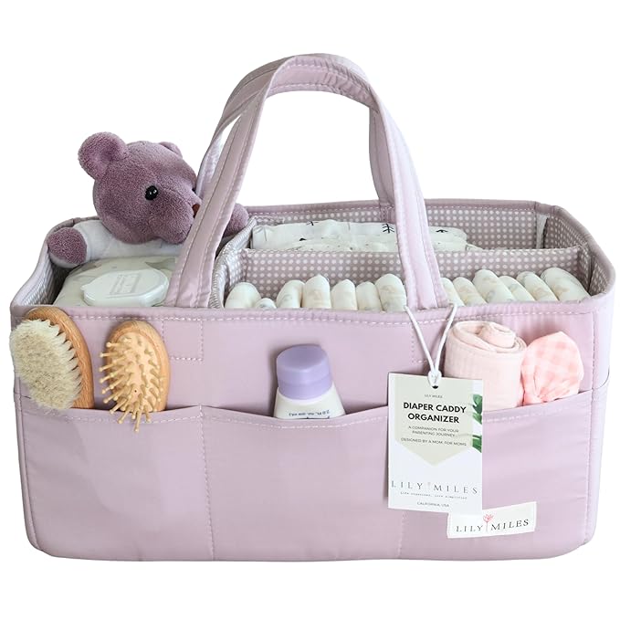 Lily Miles Baby Diaper Caddy Organizer, Wipeable Diaper Organizer Basket by LilyMiles