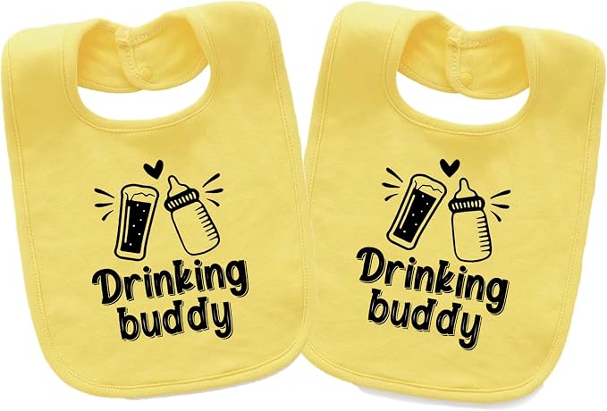 Baby Twins Bibs Drinking Buddy Newborn Baby Bibs Cute Unisex Bibs Set Toddler by QIANWANYI