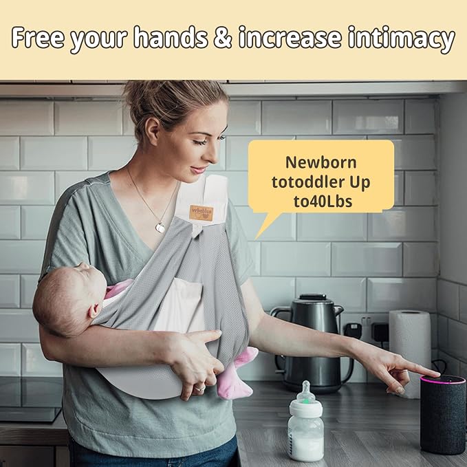 Baby Sling Carrier Newborn, Adjustable Easy Wearing Baby Nursing Warp Sling - Image 5