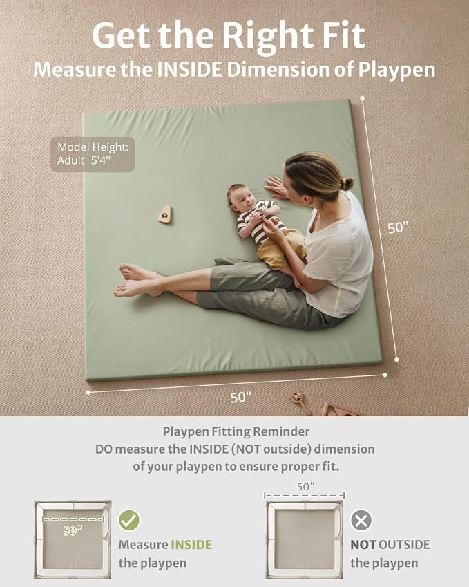 Blissful Diary Vegan Leather Baby Play Mat, 50x50 Thicken Foam Cushioned & - Image 2